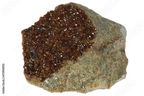hessonite from Bellecombe, Aosta Valley, Italy isolated on white background photo
