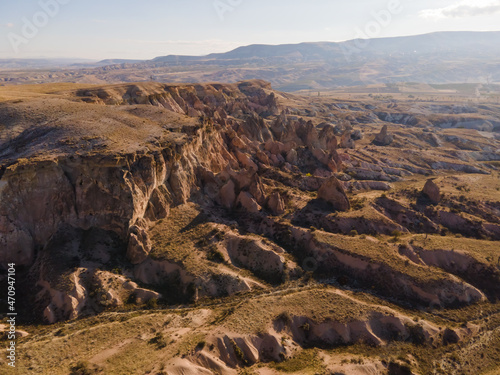Slika na platnu Huge Rocks, epic aerial view over Mountains, Dramatic geological wonder