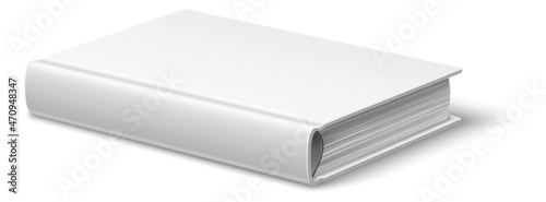 Laying book mockup. Blank closed hardcover with realistic shadow