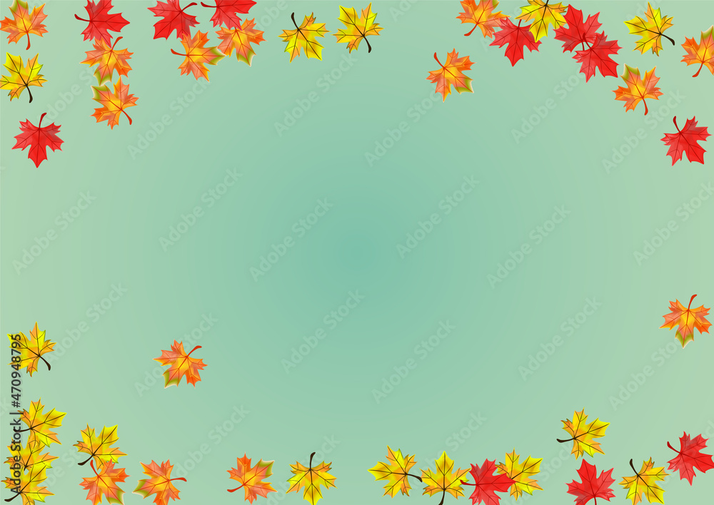Golden Foliage Background Green Vector. Plant Down Template. Autumnal September Floral. Design Leaves Frame. Golden Foliage Background Green Vector. Plant Down Template. Autumnal September Floral. Design Leaves Frame.