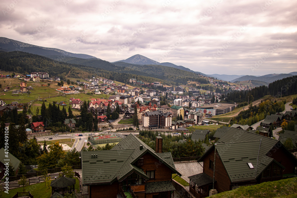 Photo of a town with many houses