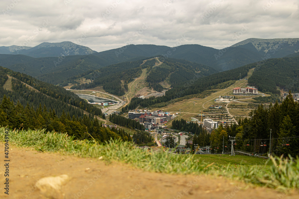 View of the Ukrainian Carpathians from the mountain