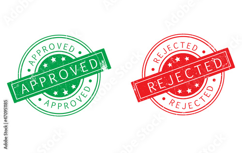 Approved and rejected stamp isolated on background. Trendy approved and rejected stamp in flat style. Template for web site, app, label, ui and logo. Useful for sticker, banner, poster and placard