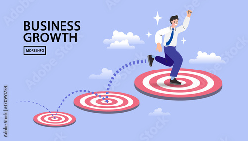 business man running on target