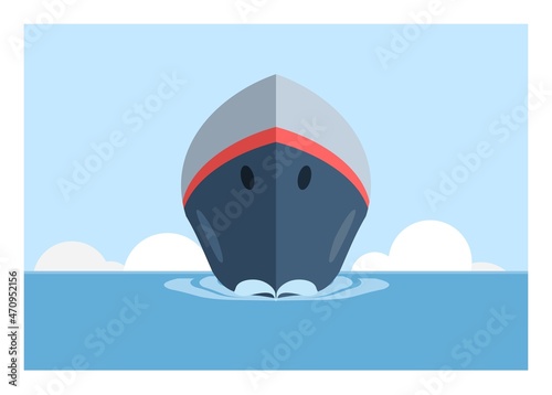 Ship bow. Front view. Simple flat illustration. 
