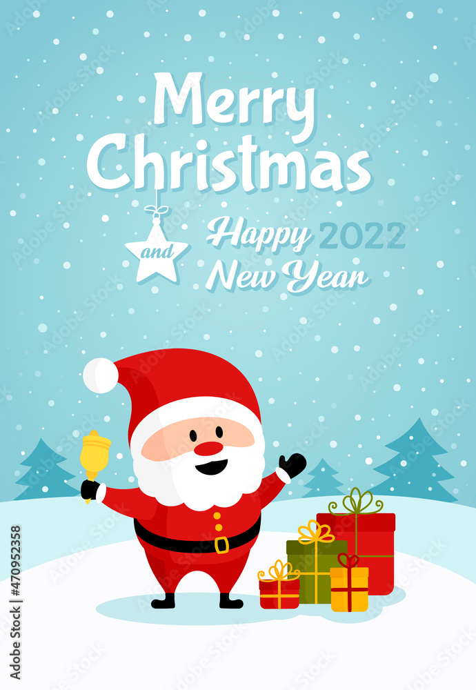 Santa Claus with bell and gift boxes Santa Claus with bell and gift boxes