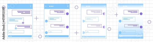 Interface smartphone chat bot vector template illustration Messenger window SMS wireframe mobile app screen Compose dialogues mockup An online doctor messenger window and mobile applications isolated