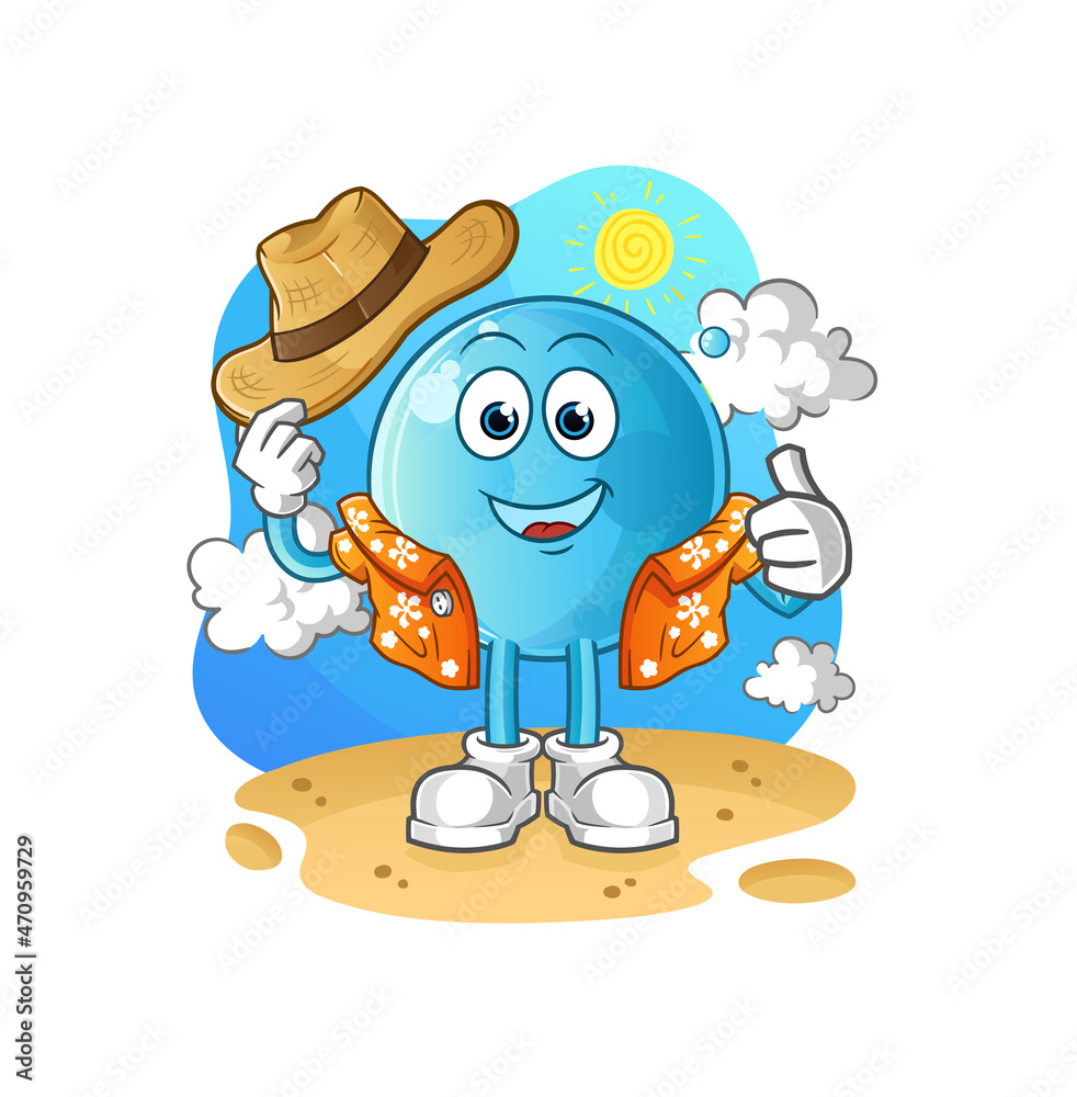bubble go on vacation. cartoon mascot vector bubble go on vacation. cartoon mascot vector
