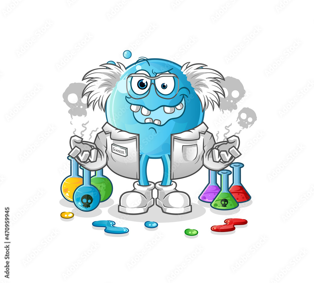 bubble mad scientist illustration. character vector