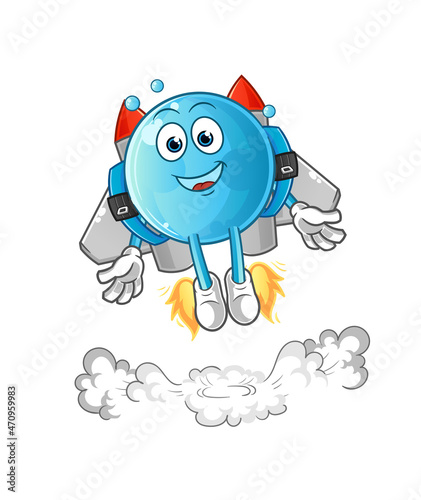 bubble with jetpack mascot. cartoon vector