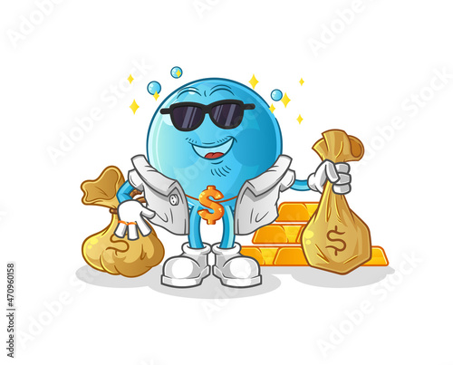 bubble rich character. cartoon mascot vector