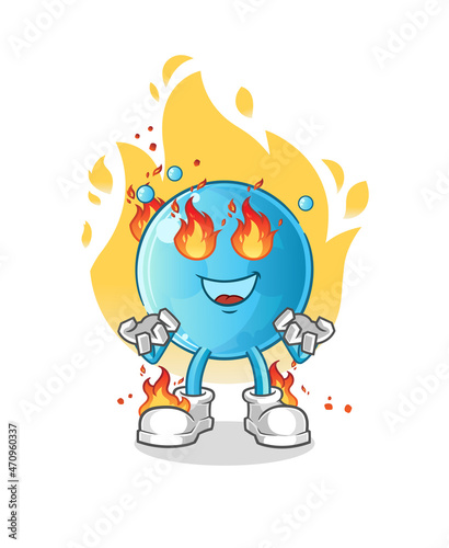 bubble on fire mascot. cartoon vector