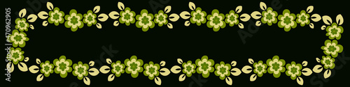 Illustration on a sheet of 4x1 format - stylized flowers with leaves - graphics. Banner for text, gift