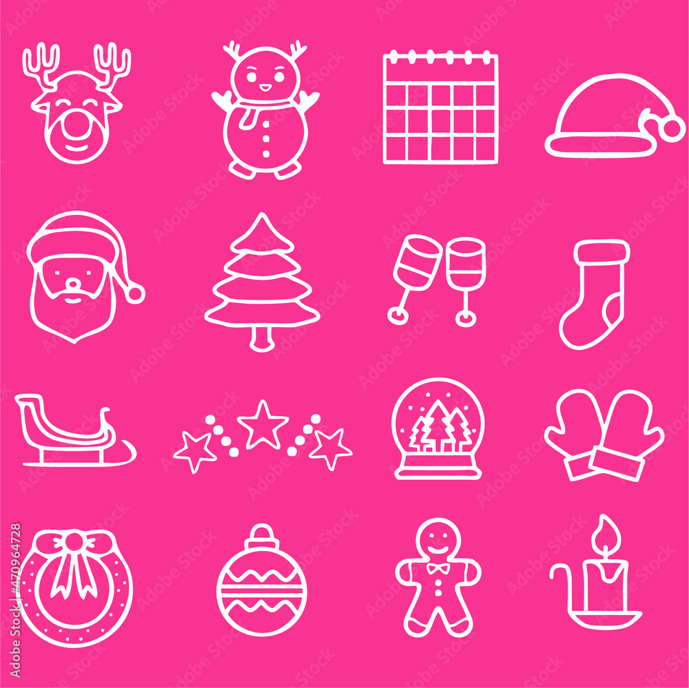 Christmas icon set. Vector illustration for clip-art, web icon, or other creative design