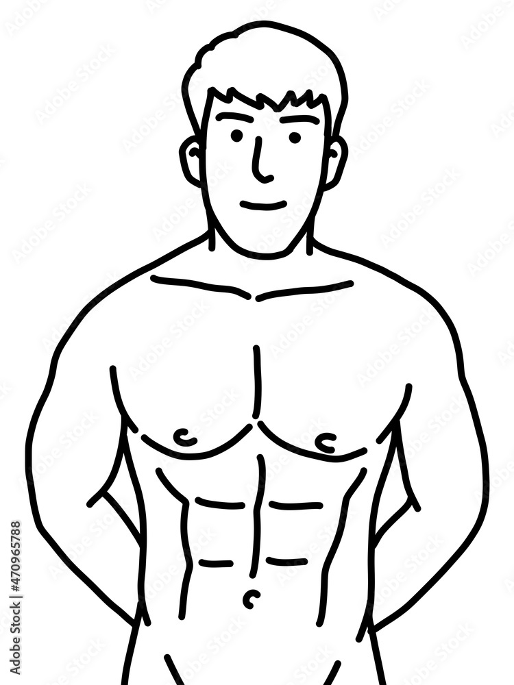 Fototapeta premium black and white of cute man for coloring