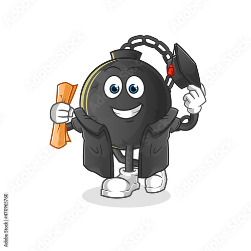 prison ball graduation vector. cartoon character
