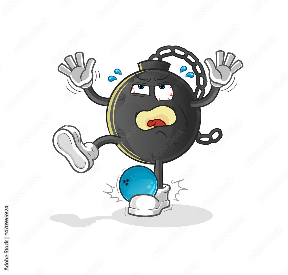 Naklejka premium prison ball hiten by bowling cartoon. cartoon mascot vector