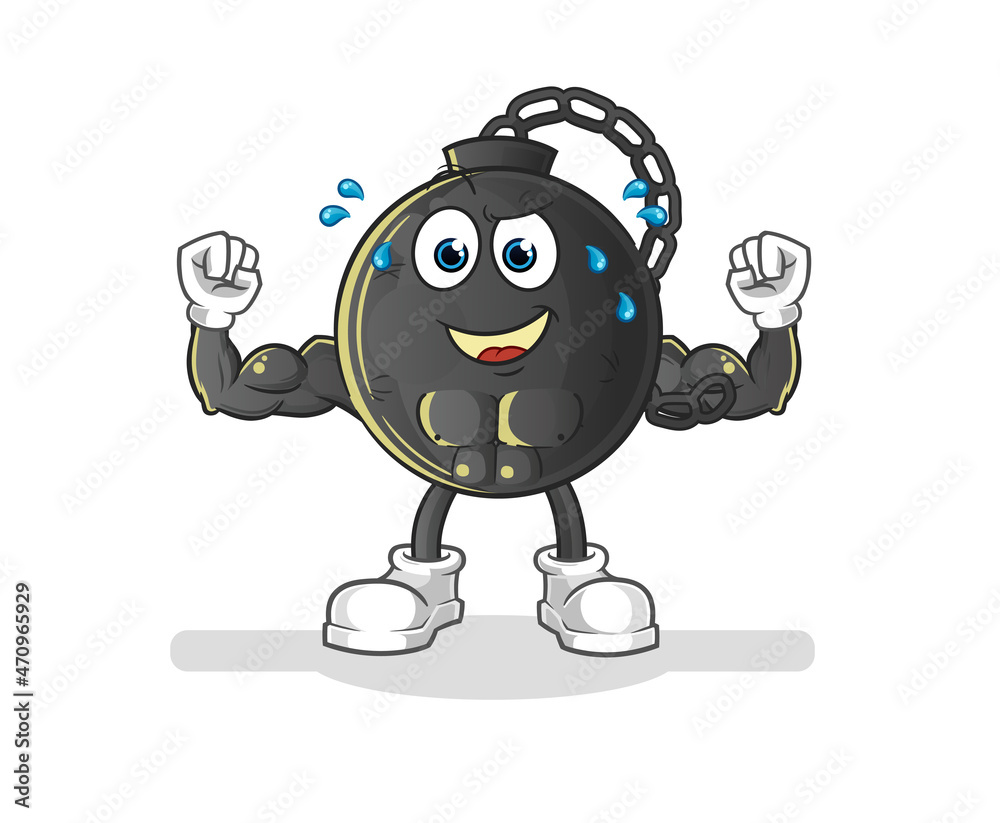 prison ball muscular cartoon. cartoon mascot vector prison ball muscular cartoon. cartoon mascot vector