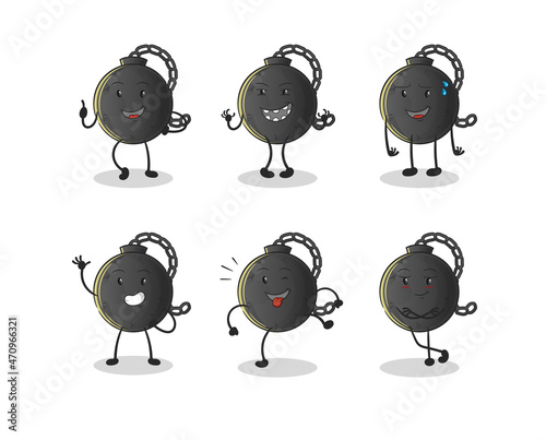 prison ball happy set character. cartoon mascot vector