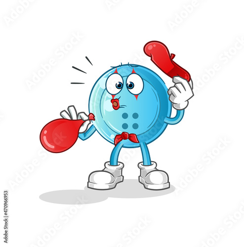 shirt button pantomime blowing balloon. cartoon mascot vector