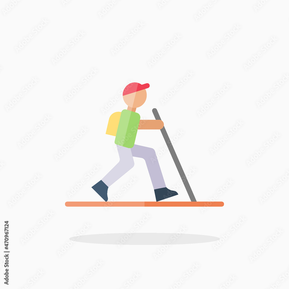 Hiking icon. Flat Color style. Vector illustration. Enjoy this icon for your project.