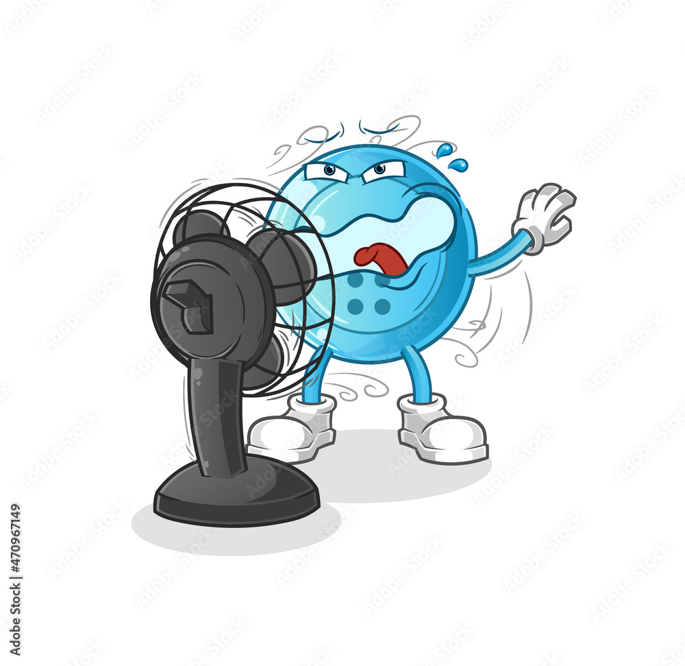shirt button in front of the fan character. cartoon mascot vector shirt button in front of the fan character. cartoon mascot vector
