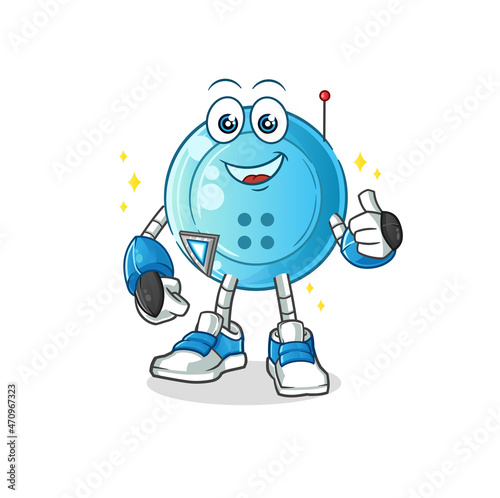 shirt button robot character. cartoon mascot vector