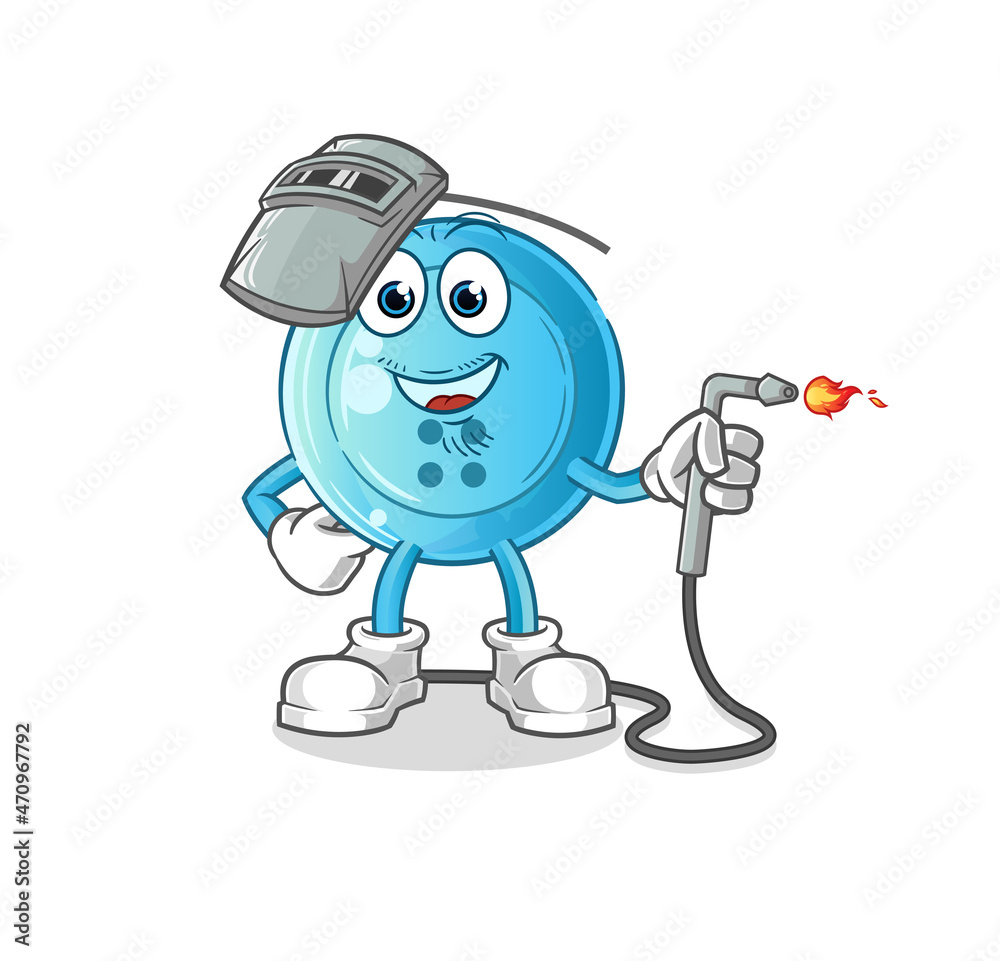 shirt button welder mascot. cartoon vector