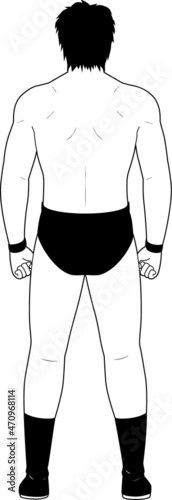 男子プロレスラーの後ろ姿