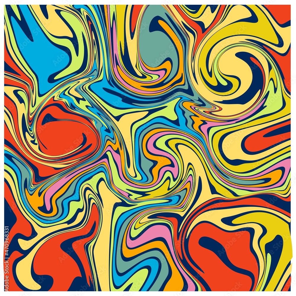 Fototapeta premium Crazy pattern. Colorful flowing background. Fluid backdrop. An abstract colorful psychedelic wavy background.