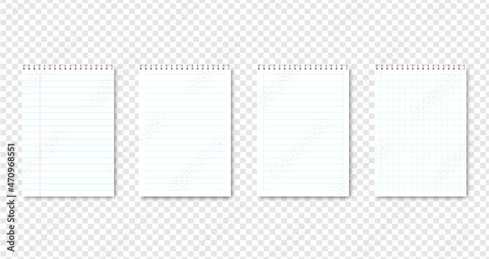 Paper notebook. Set of note pad, magazine, notebook template with soft shadows on transparent background. Paper notebook. Set of note pad, magazine, notebook template with soft shadows on transparent background.