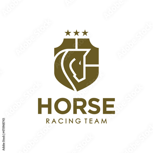 horse head logo and shield icon inspiration