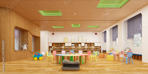 3d render of kids school, kindergarten