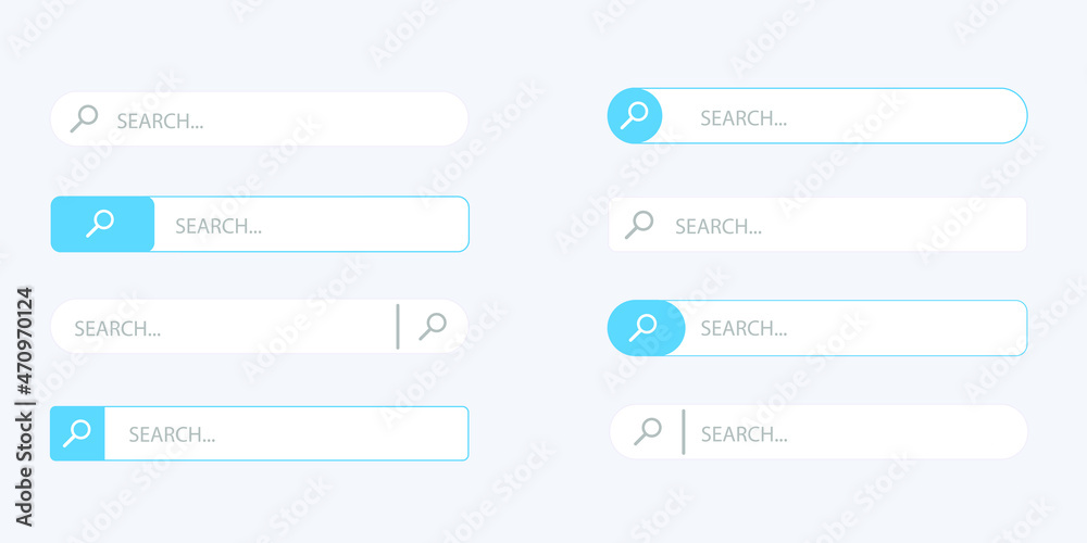 Search Bar for ui, design and web site. Search Address and navigation bar icon. Collection of search form templates for websites Search Bar for ui, design and web site. Search Address and navigation bar icon. Collection of search form templates for websites