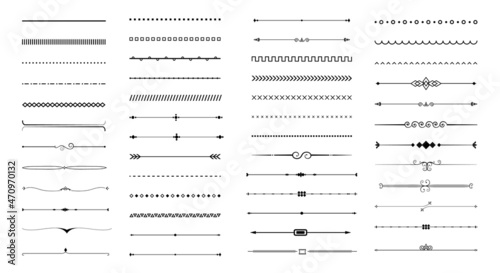 Hand-drawn vector line border. Lines, borders, underline pencil strokes, drawing dividers. set of vintage line in vector.