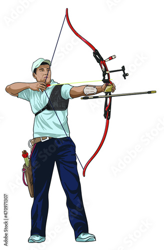 Drawing archery sport, sport collection, art.illustration, vector