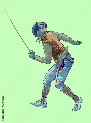 drawing fencing sport, sport collection, art.illustration, vector