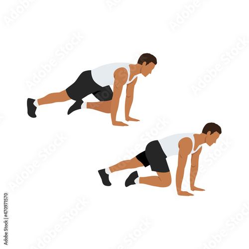 Man doing Mountain climber exercise. Flat vector illustration isolated on white background
