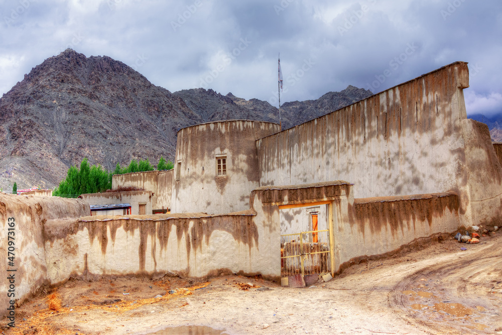 Zorawar Fort, built in 1836 by Wazir Zorawar Singh, is a National Monumnt at Leh as a symbol of win by Ladakhi and Dogra warriors, Ladakh, Jammu and Kashmir, India