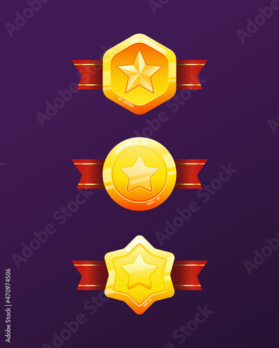 Game rating icon medals level results vector graphic