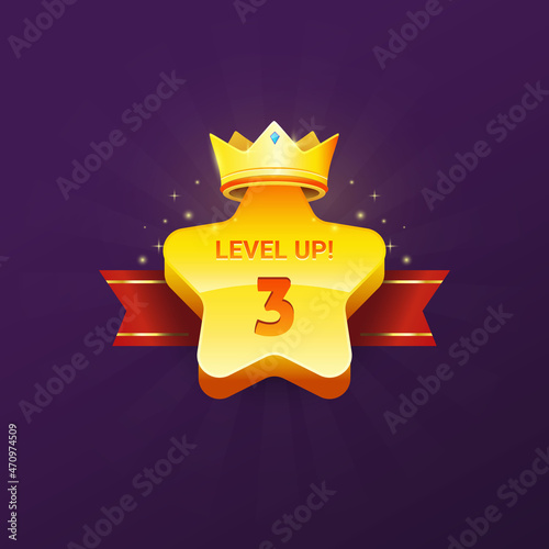 Level up emblem element game development vector graphic