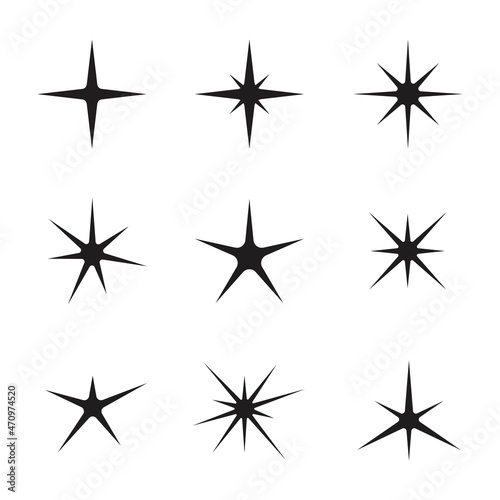 Sparks elements and symbols isolated on white background