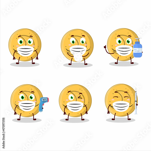 A picture of dalgona candy moon cartoon design style keep staying healthy during a pandemic