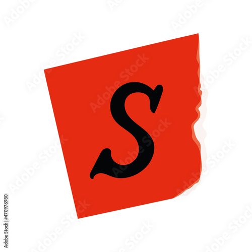 ransom note with letter S