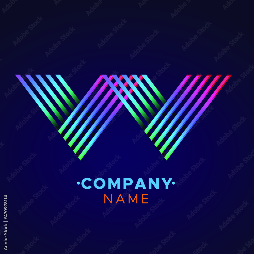 Fototapeta premium colorful W Letter logo, abstract colorful illustration