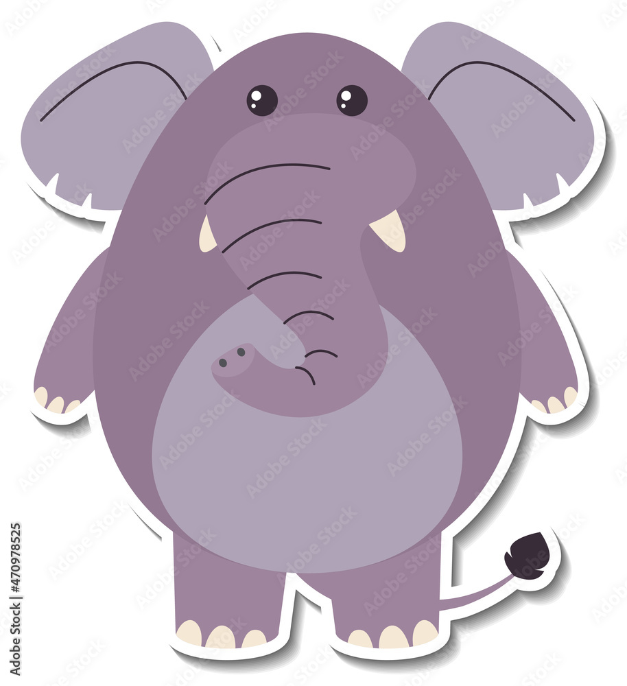 Fototapeta premium Chubby elephant animal cartoon sticker