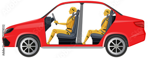 Crash test dummy in a car
