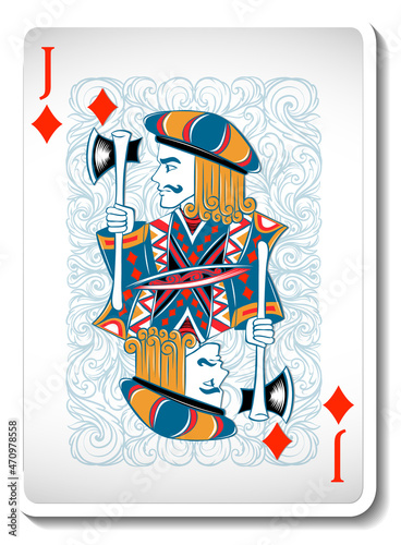 Jack of Diamonds Playing Card Isolated