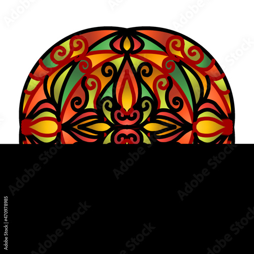 Beautiful colour CIRCLE LOGO OF batik ethnic flower floral and leaf frame 