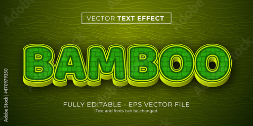 Bamboo woven text effect, editable asia and forest text style